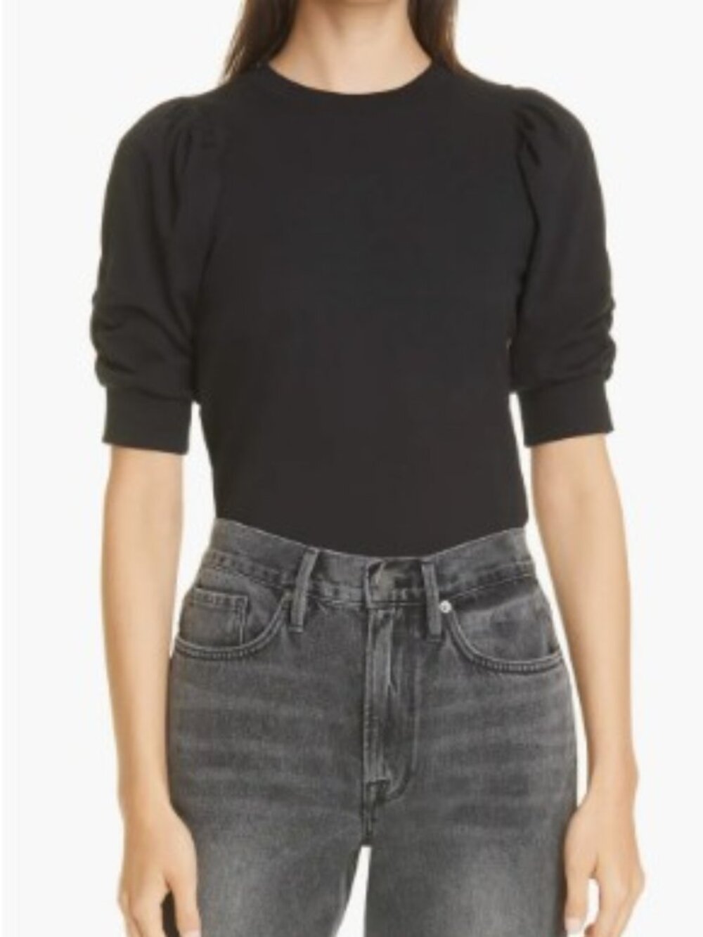 Frame Frankie Puff Sleeve Organic Cotton Knit Top